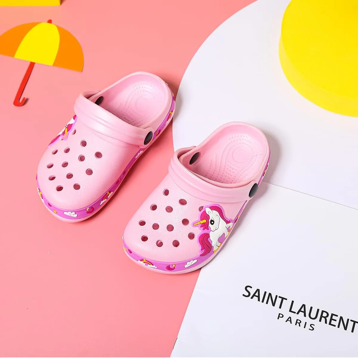 OHSNMAKSL Toddler Clog Slippers Garden Sandals Slip On Water Shoes Sneakers Cartoon Slides for Boys and Girls Children Beach Pool Shower