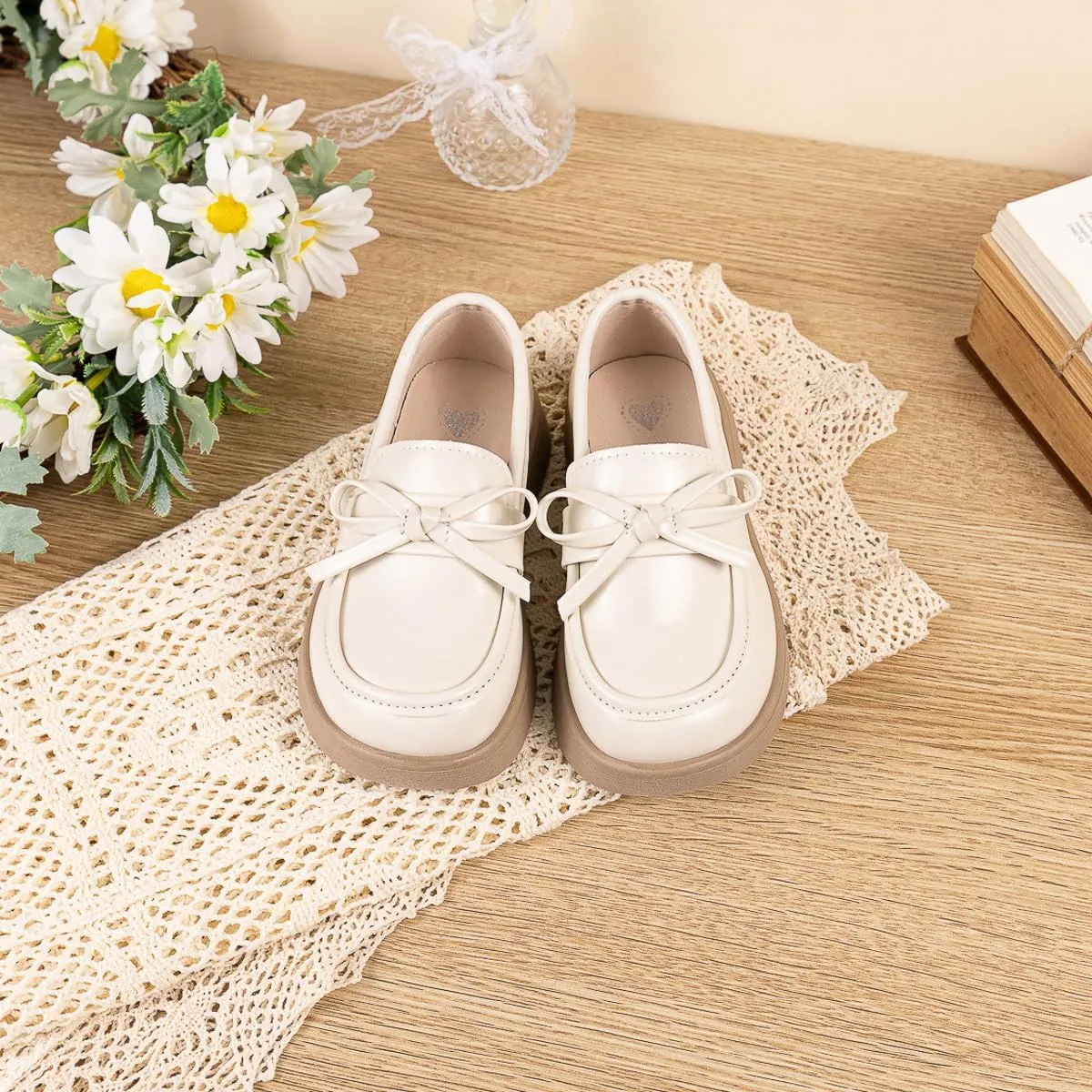 ohsofy Girls Oxford Flats Dress Shoes Casual Penny Loafers Comfort Non-Slip Sole Wedding Party School Uniform (Toddler/Little Kid)