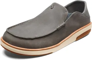 OLUKAI Kalia Men's Leather Slip-On, Full-Grain Waxed Nubuck Leather Shoes, Lightweight & Comfortable