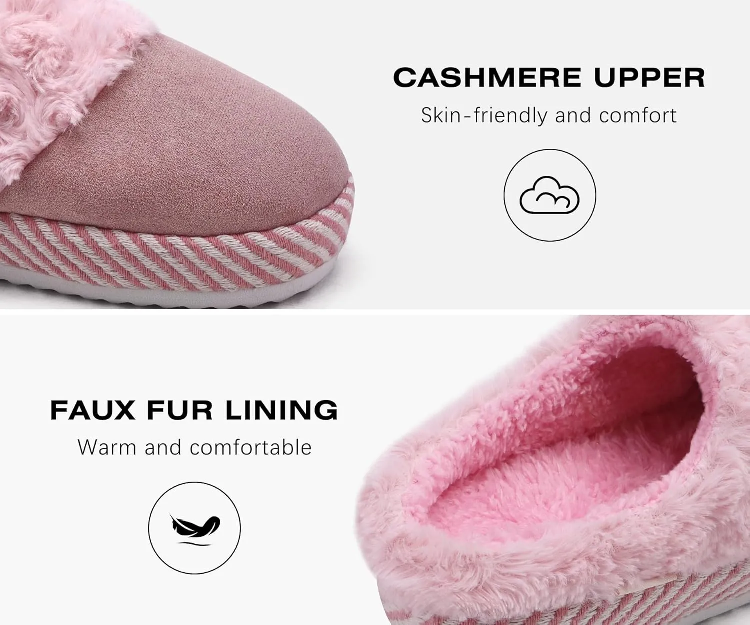 ONCAI Women's Slippers with Cushion Yoga Mat Faux Fur Fuzzy Suede Warm Winter Woman House Slippers Indoor/Outdoor Cozy Rubber Sole US Size 5-11