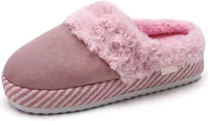 ONCAI Women's Slippers with Cushion Yoga Mat Faux Fur Fuzzy Suede Warm Winter Woman House Slippers Indoor/Outdoor Cozy Rubber Sole US Size 5-11