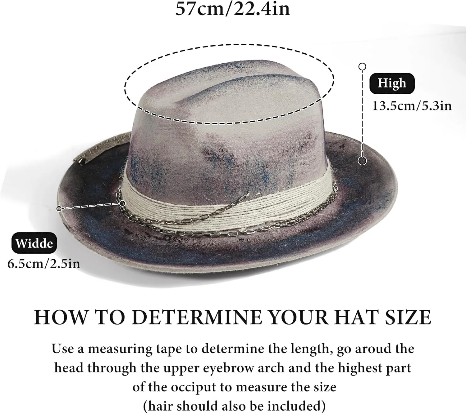 Open Road Hat Fedora Hat Pure Wool Felt Hat Vintage Rancher Hat Airway Vented Panama Hats for Men Women