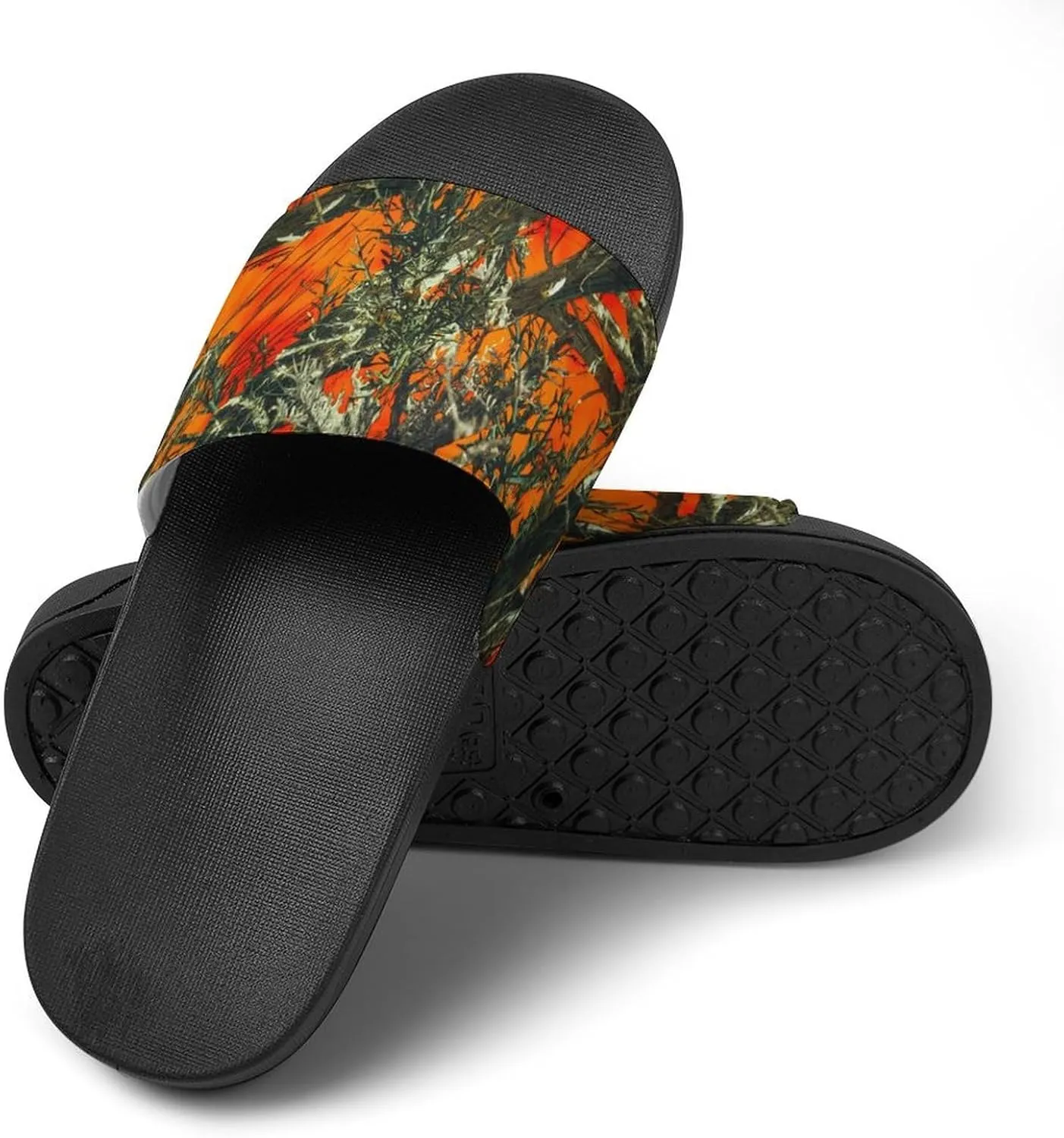 Orange Camouflage House Slippers for Women Men Shower Slides Bathroom Sandals