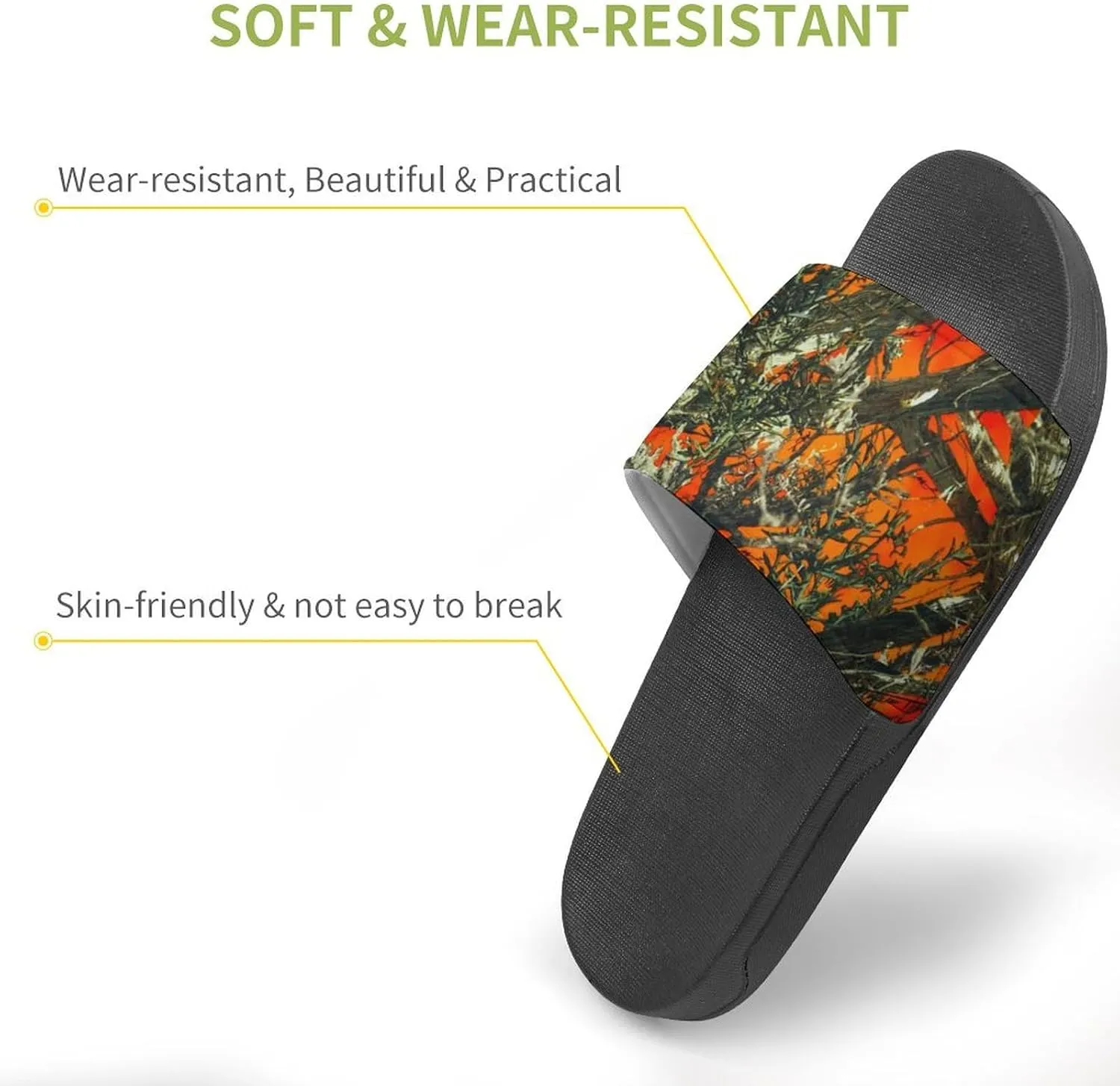 Orange Camouflage House Slippers for Women Men Shower Slides Bathroom Sandals