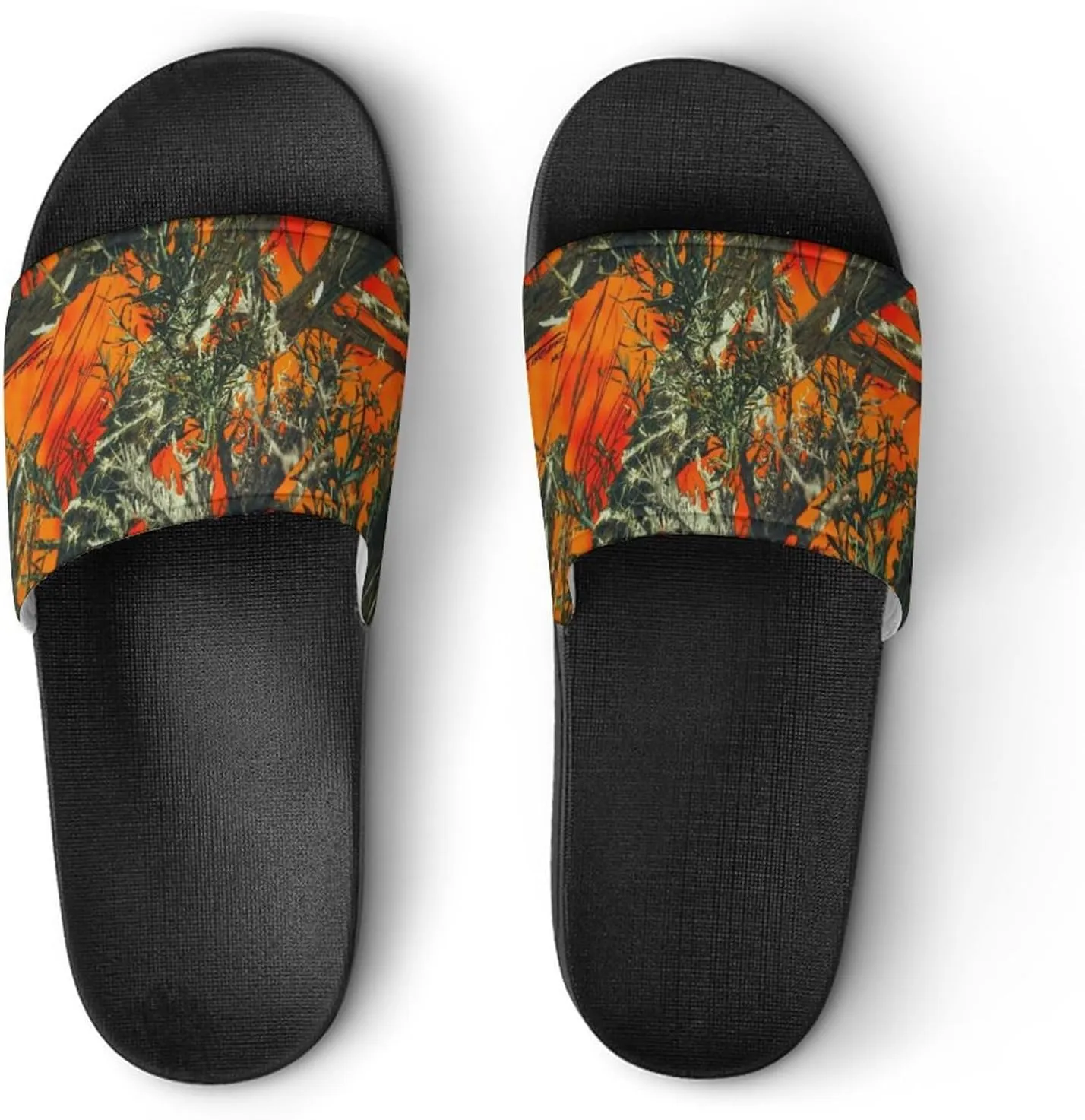 Orange Camouflage House Slippers for Women Men Shower Slides Bathroom Sandals