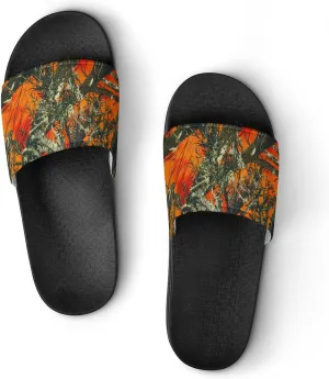 Orange Camouflage House Slippers for Women Men Shower Slides Bathroom Sandals