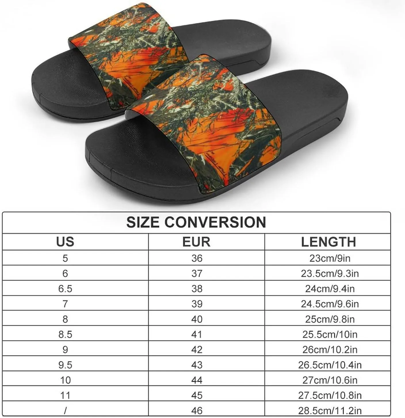 Orange Camouflage House Slippers for Women Men Shower Slides Bathroom Sandals