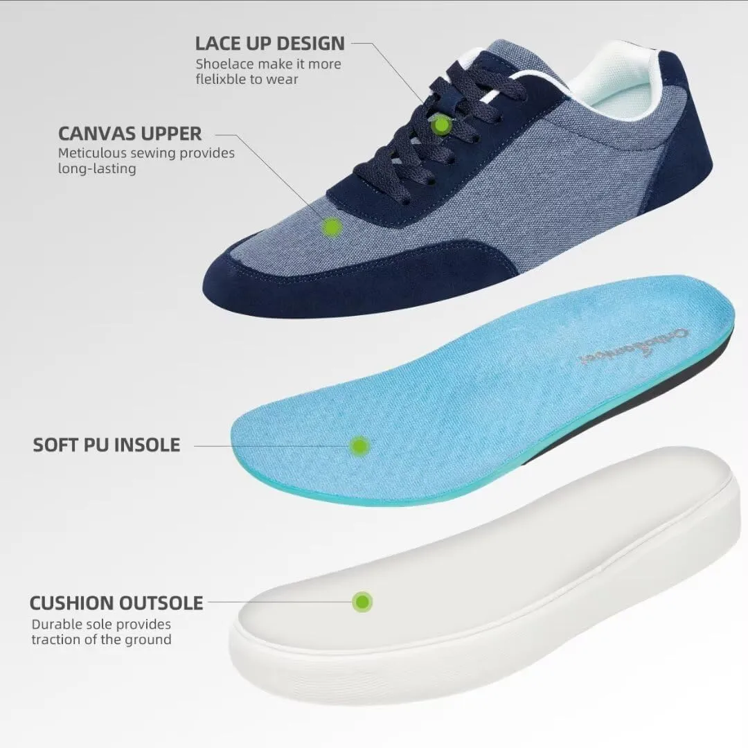 OrthoComfoot Men's Orthopedic Fashion Sneakers for Plantar Fasciitis: Comfortable Orthotic Walking Shoes with Arch Support, Casual Orthotic Flat Feet Shoes for Ankle and Foot Pain Relief