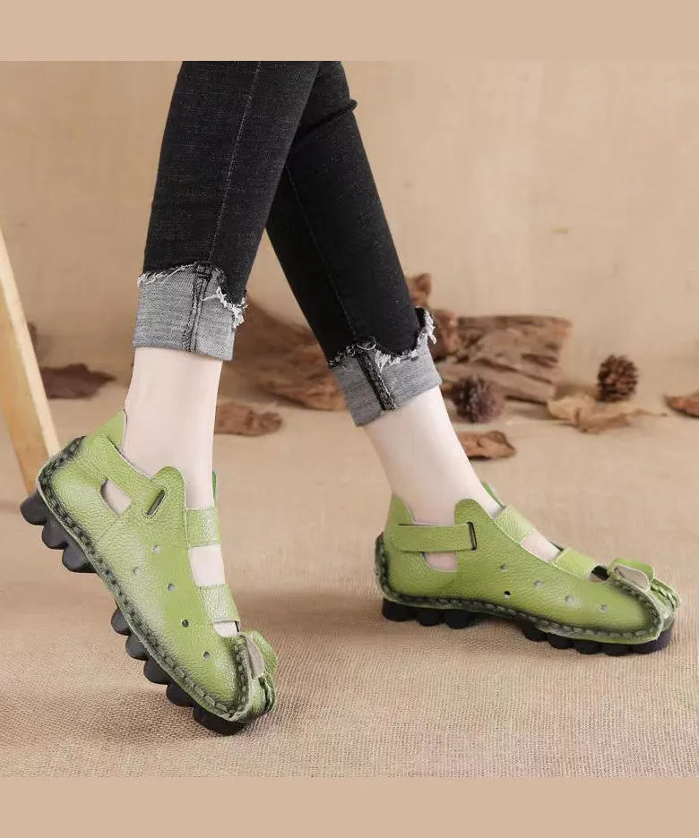 Out New Sandals Hollow Flat Splicing Comfortable Yellow