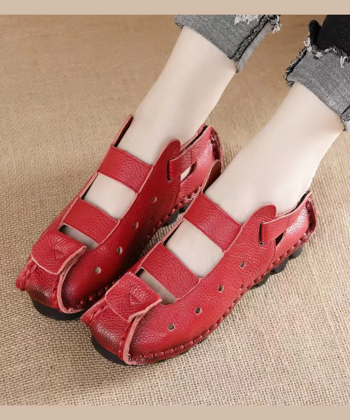 Out New Sandals Hollow Flat Splicing Comfortable Yellow