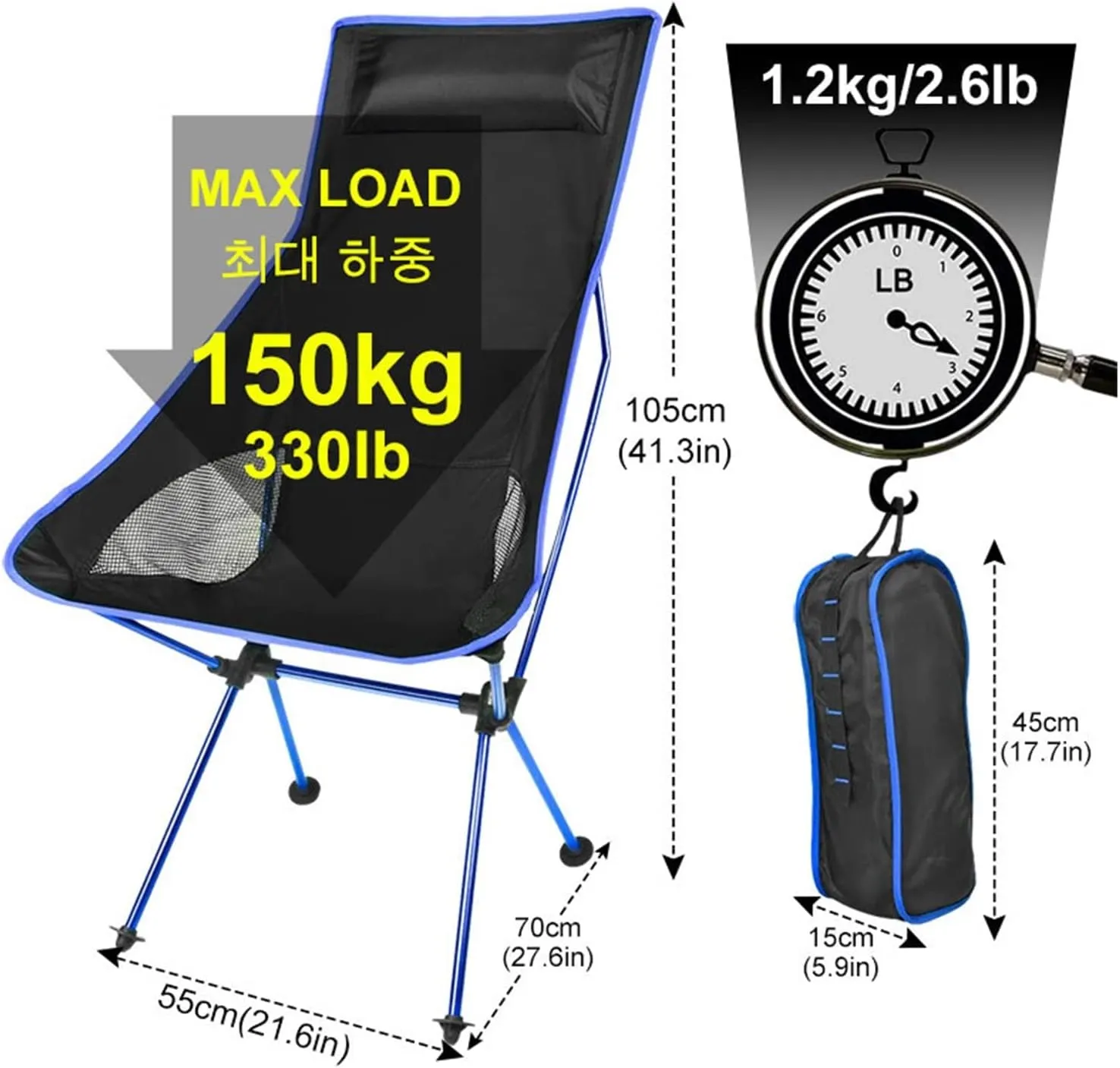 Outdoor Camping Chair Oxford Cloth Portable Folding Lengthen Camping Chair Seat for Fishing Festival Picnic BBQ Beach