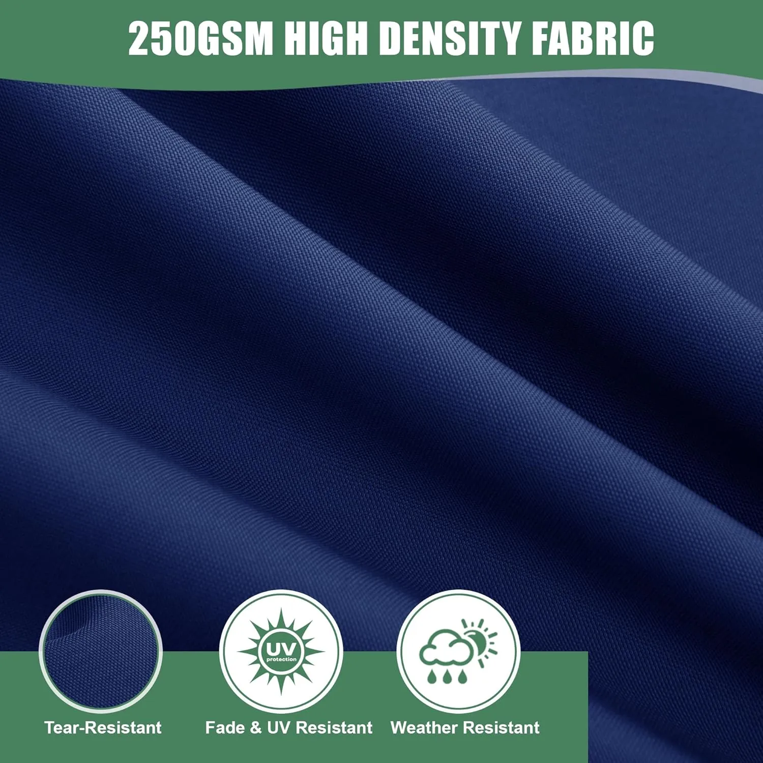 Outdoor Cushions for Patio Furniture 24 x 24 Inch, Double-Sided Waterproof Backrest and Deep Seat Cushion Set with Removable Cover, Navy, 1 Set