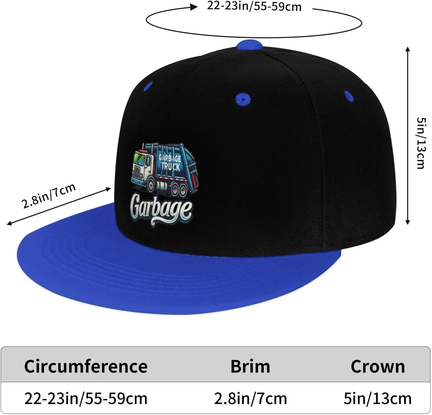 Outdoors Adjustable Snapback Garbage Truck Trash Hat Flat Bill Baseball Cap