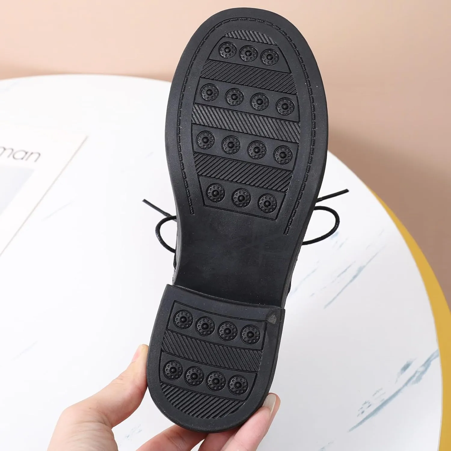 Oxford Shoes for Women Womens Oxford Shoes Lace-Up Round Toe Leather Flat Non-Slip Fashion Classic Business Casual Comfortable Dressy Office Work Ladies Shoes