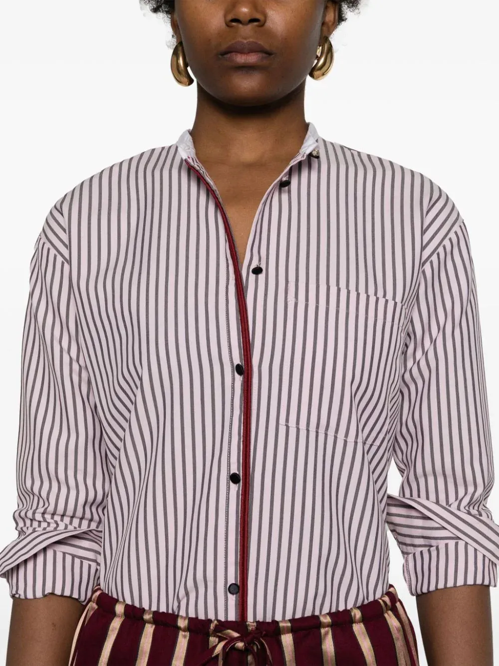 Oxford Stripe Grandfather Shirt