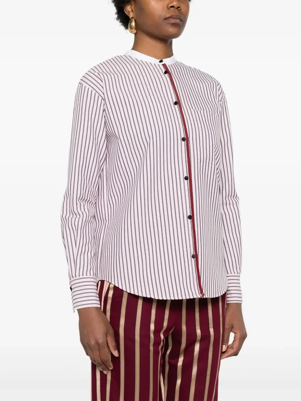 Oxford Stripe Grandfather Shirt
