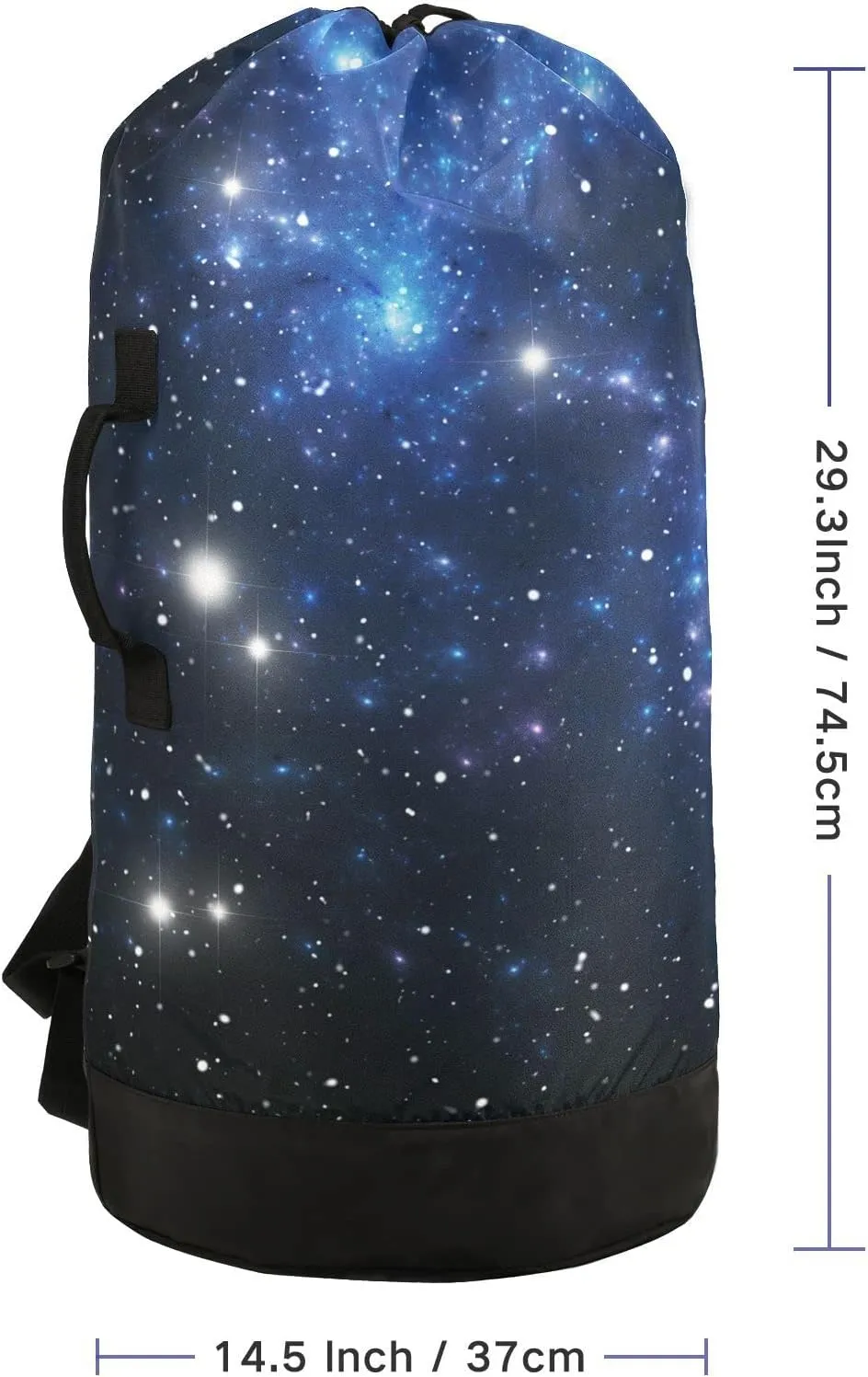 Oyihfvs Black Blue Galaxy Space Shiny Stars Nebula White Glaring Stars Backpack Laundry Bag, Laundry Backpack with Shoulder Straps, Waterproof Nylon Clothes Hamper Bag for Men Women Yoga Backpack