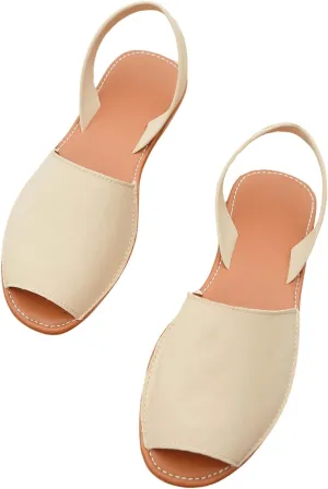 OYOANGLE Women's Peep Toe Slingback Flat Sandals Summer Comfortable Outdoor Casual Slides