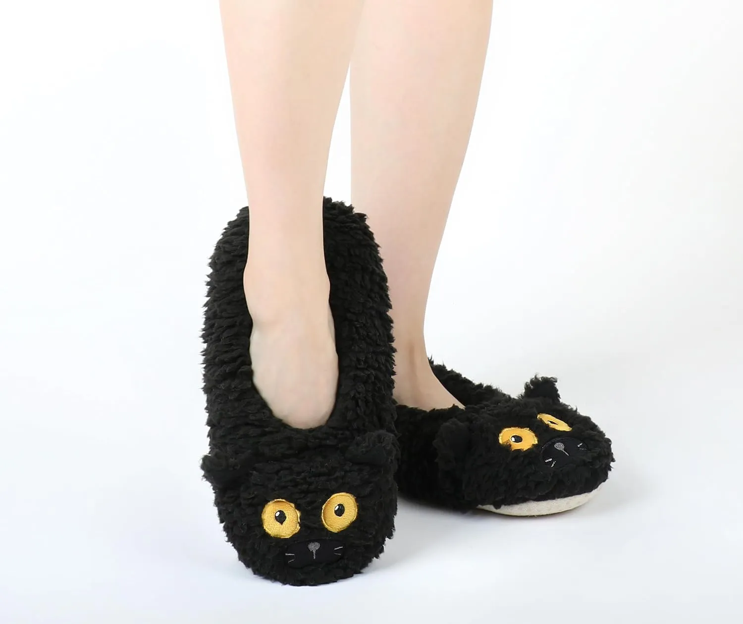 Panda Bros Slipper Socks With Non-Slip Grippers, Cute Fuzzy Warm Cat Animal House Slippers