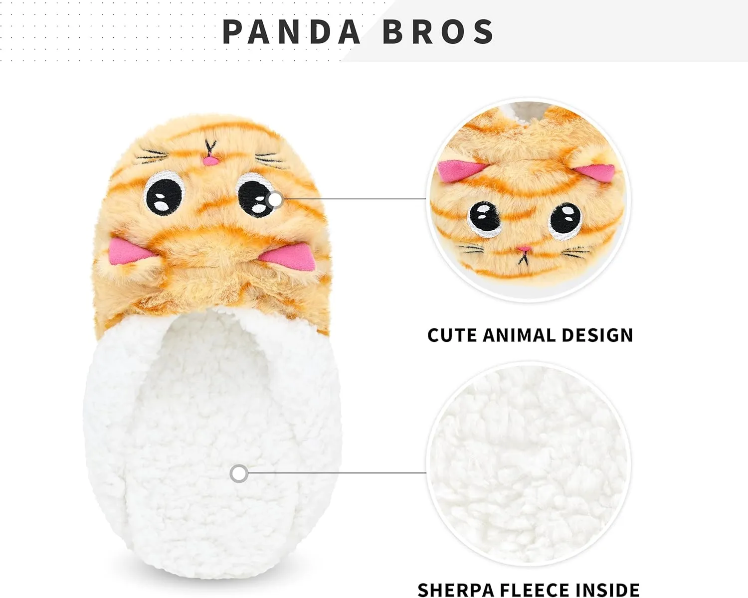 Panda Bros Slipper Socks With Non-Slip Grippers, Cute Fuzzy Warm Cat Animal House Slippers