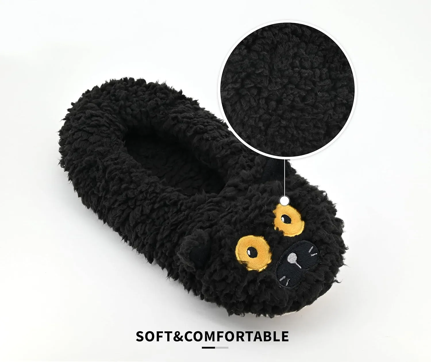 Panda Bros Slipper Socks With Non-Slip Grippers, Cute Fuzzy Warm Cat Animal House Slippers