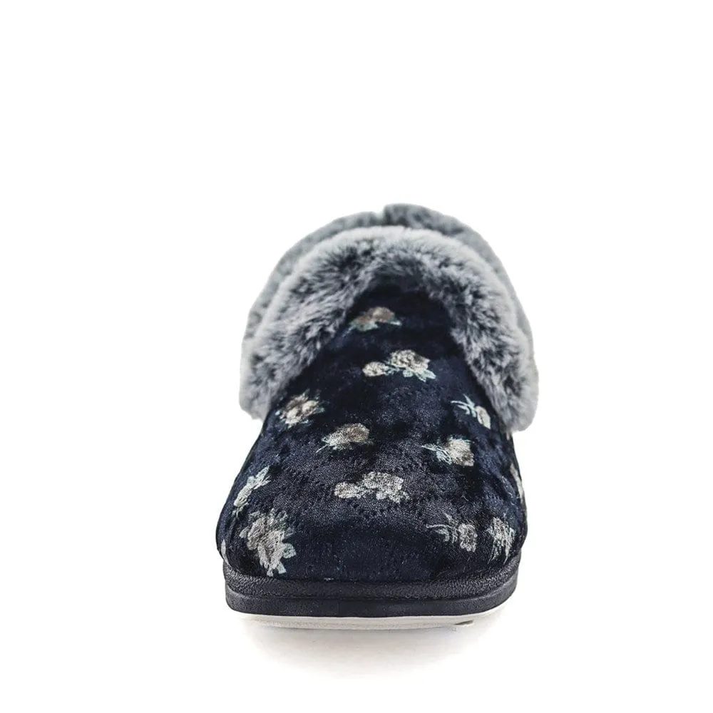 Panda Womens Emille Slippers - Black Floral