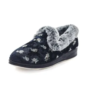 Panda Womens Emille Slippers - Black Floral