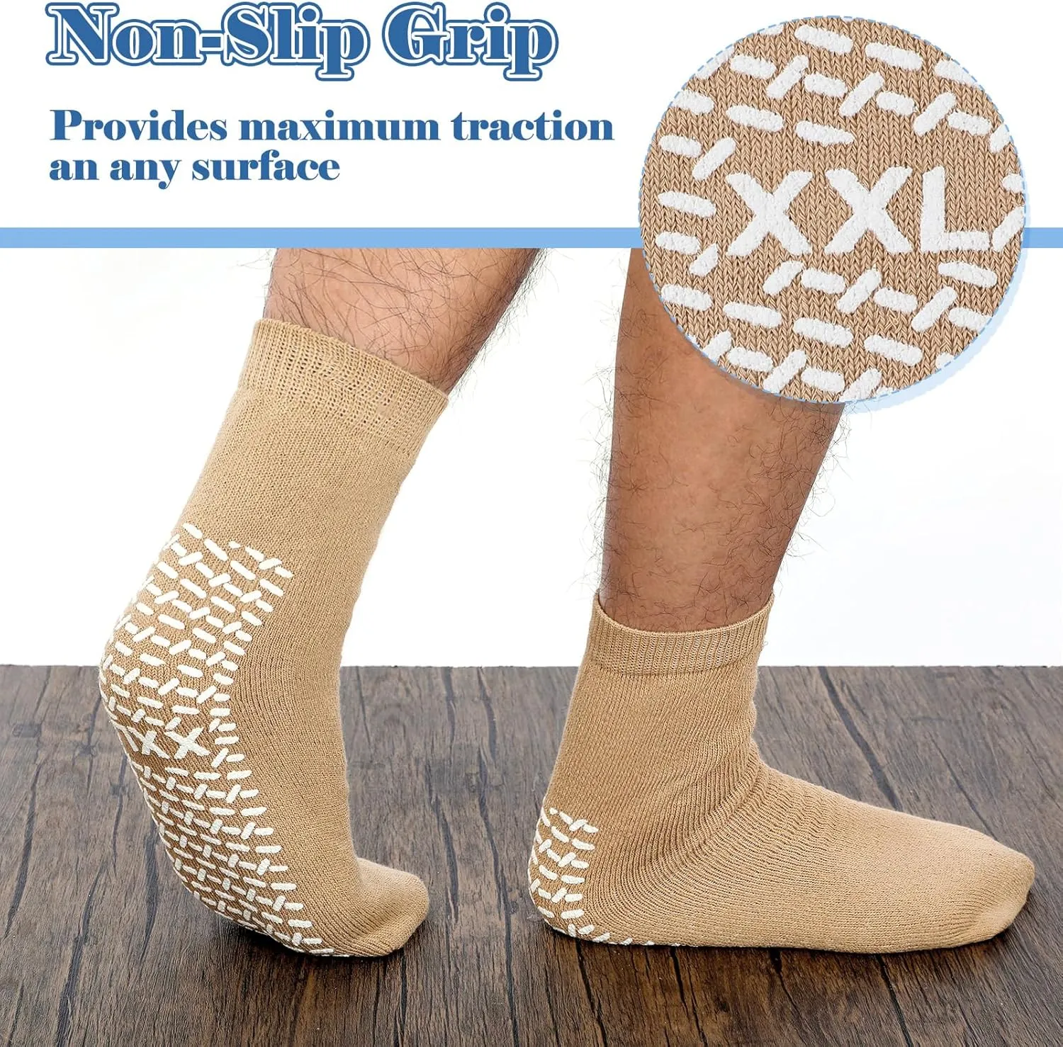 Panitay 6 Pairs XX Large Slipper Socks Terry Ring Non Slip Gripper Socks for Adults Home Hospital