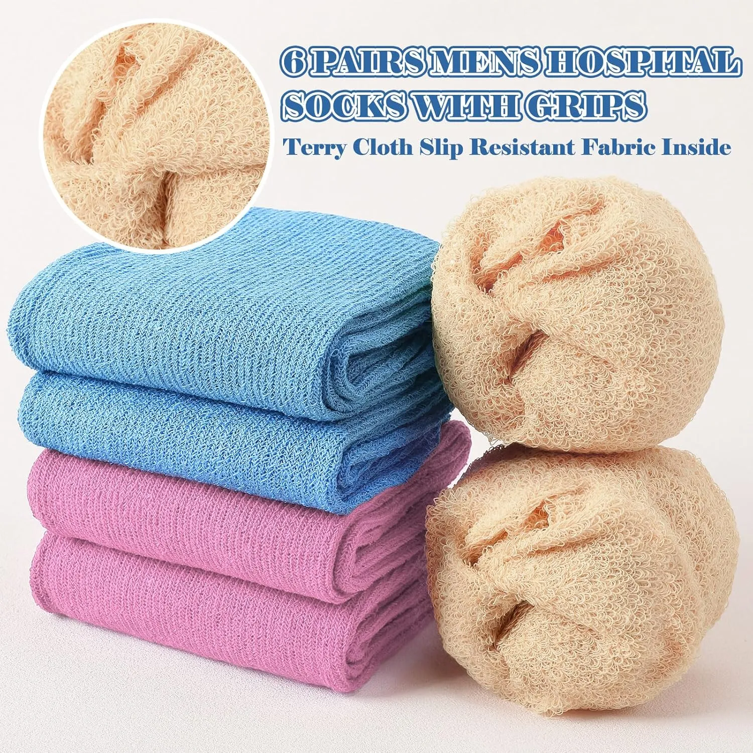 Panitay 6 Pairs XX Large Slipper Socks Terry Ring Non Slip Gripper Socks for Adults Home Hospital