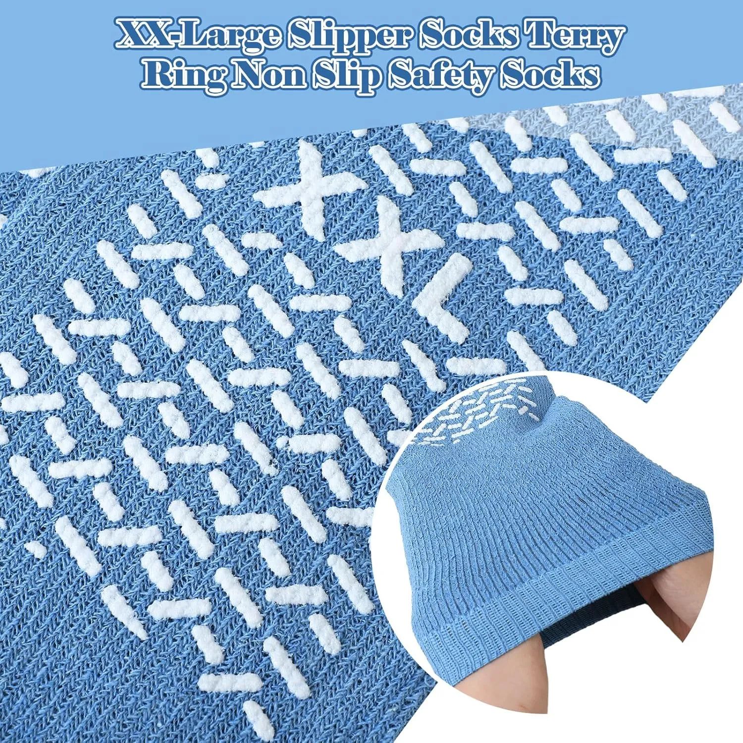 Panitay 6 Pairs XX Large Slipper Socks Terry Ring Non Slip Gripper Socks for Adults Home Hospital