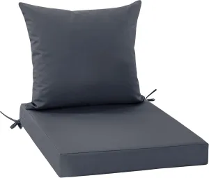Patio Chair Cushions, Water Resistant Backrest Pillow and Seat Cushion Set for Outdoor Furniture, Sectional Sofa Cushion Replacments, 24 x 24 Inch, Dark Grey, 1 Set