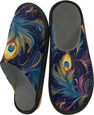 Peacock Feathers House Slippers for Men House Non-Slip Bridesmaid Slipper