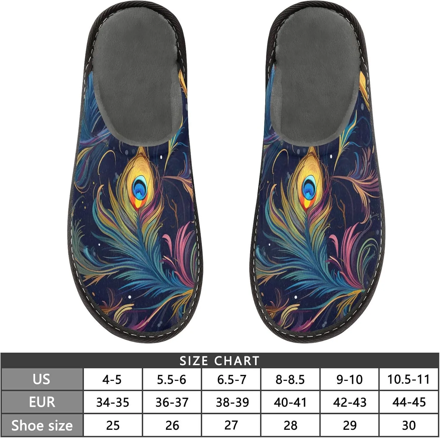 Peacock Feathers House Slippers for Men House Non-Slip Bridesmaid Slipper