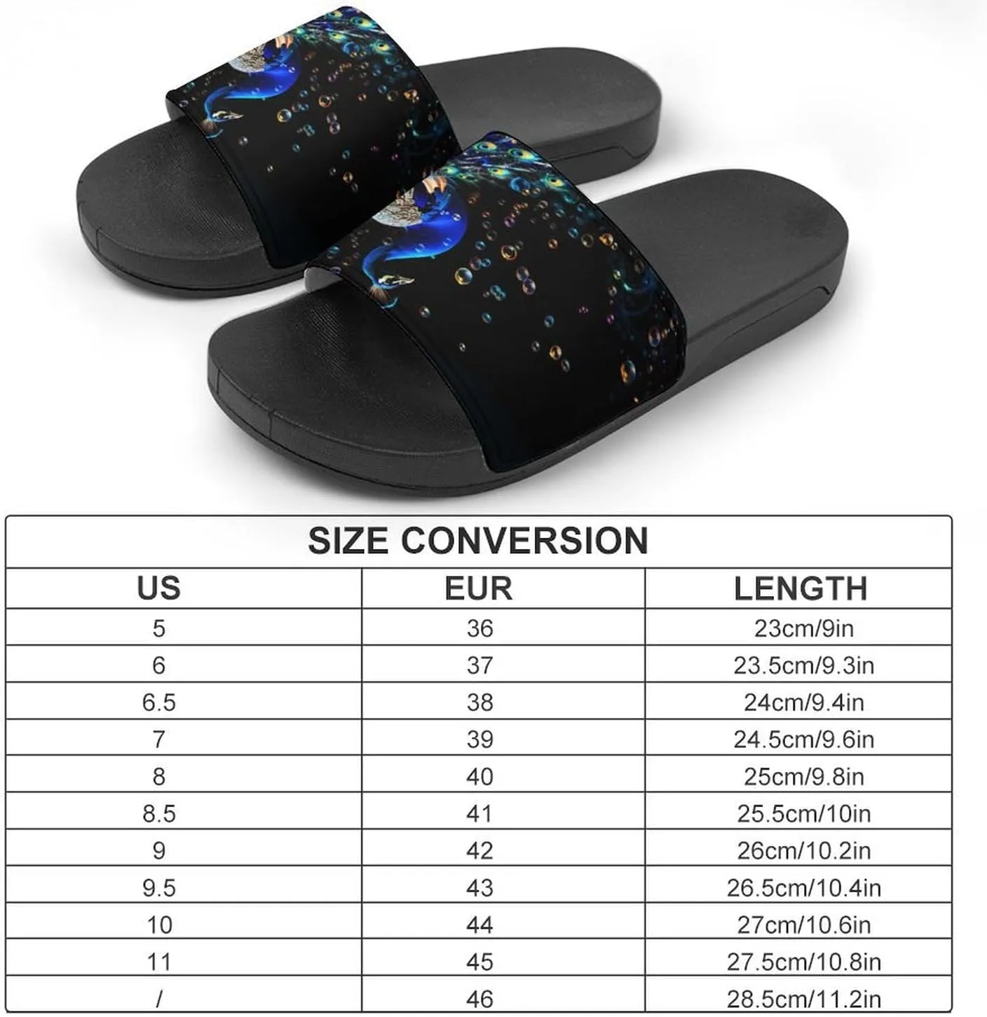 Peacock Slippers for Women Men Anti-Slip Shower Slides Open Toe Slippers for Home Outdoor Beach