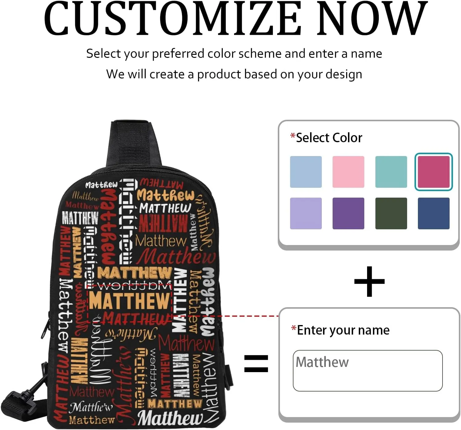 Personalized Crossbody Bags Customizable Chest Bag Customized Sling Bag Custom Sling Bags Customization Crossbody Bag