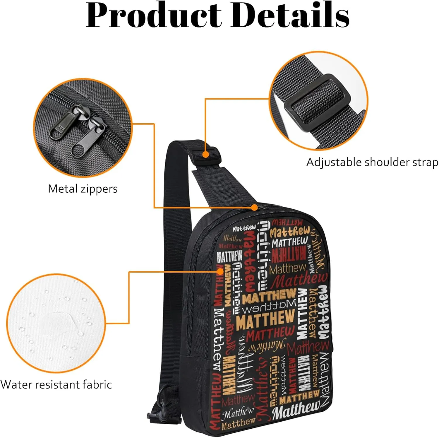 Personalized Crossbody Bags Customizable Chest Bag Customized Sling Bag Custom Sling Bags Customization Crossbody Bag
