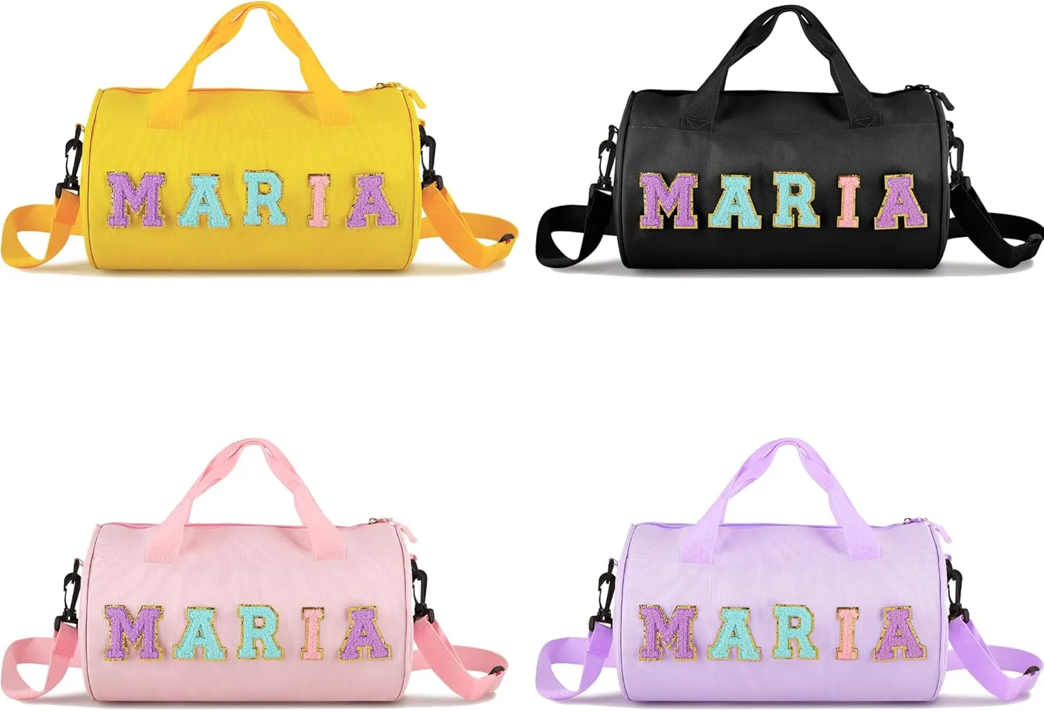 Personalized Dance Ballet Bag for Girls Boys, Kids Cute Travel Duffel Bag, Sport Duffle Bag, Gym Bag, Weekender Overnight Bag Gift with Letter Name Patches (black)