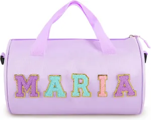 Personalized Dance Ballet Bag for Girls Boys, Kids Cute Travel Duffel Bag, Sport Duffle Bag, Gym Bag, Weekender Overnight Bag Gift with Letter Name Patches (purple)