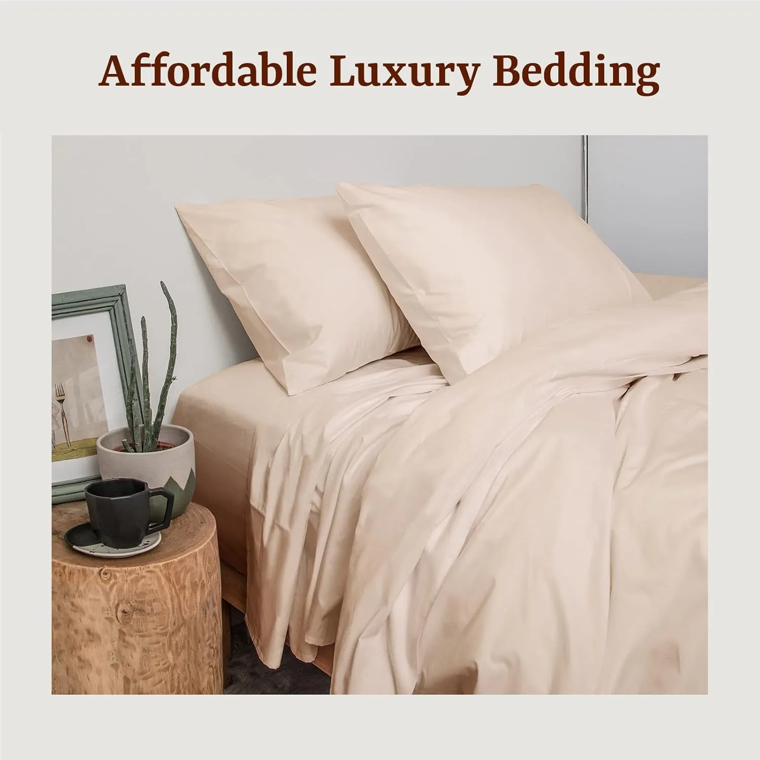 Peru Pima Bed Sheet Set – Queen Size, 4 Pieces, 100% Peruvian Pima Cotton, Percale, 415 Thread Count, Cooling, Breathable & Soft, Hotel-Quality Bedding, Ivory