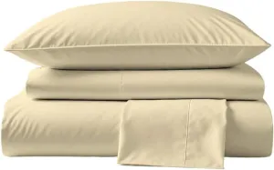 Peru Pima Bed Sheet Set – Queen Size, 4 Pieces, 100% Peruvian Pima Cotton, Percale, 415 Thread Count, Cooling, Breathable & Soft, Hotel-Quality Bedding, Ivory