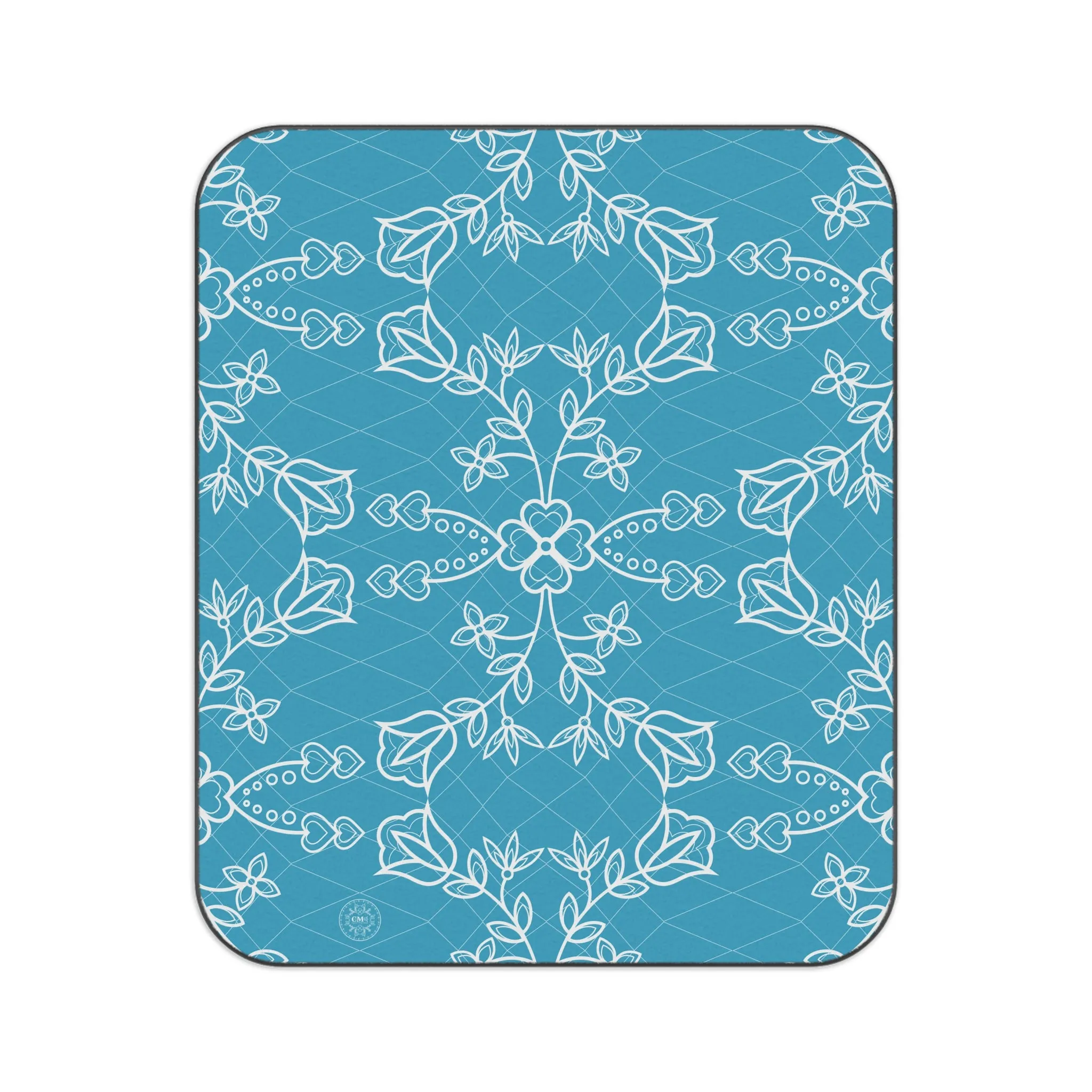 Picnic Turquoise Blanket CM Floral Outline Giant bargain - Simple