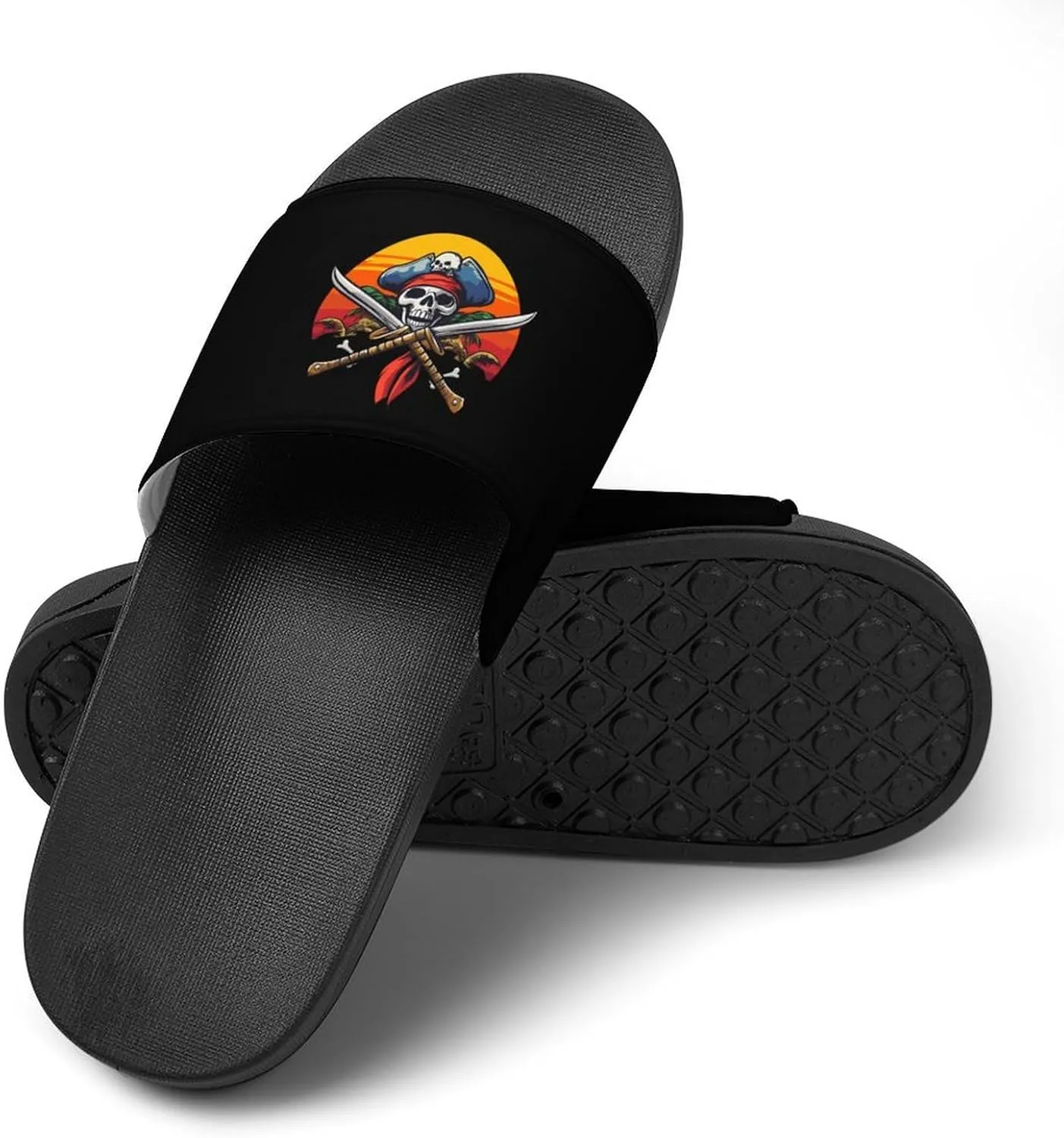 Pirate Skull Island Sunset Slippers Indoor Outdoor Unisex House Slipper Shower Slippers Non-Slip Open Toe Shoes