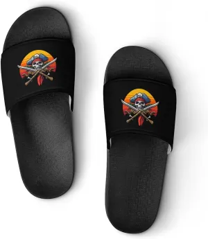 Pirate Skull Island Sunset Slippers Indoor Outdoor Unisex House Slipper Shower Slippers Non-Slip Open Toe Shoes
