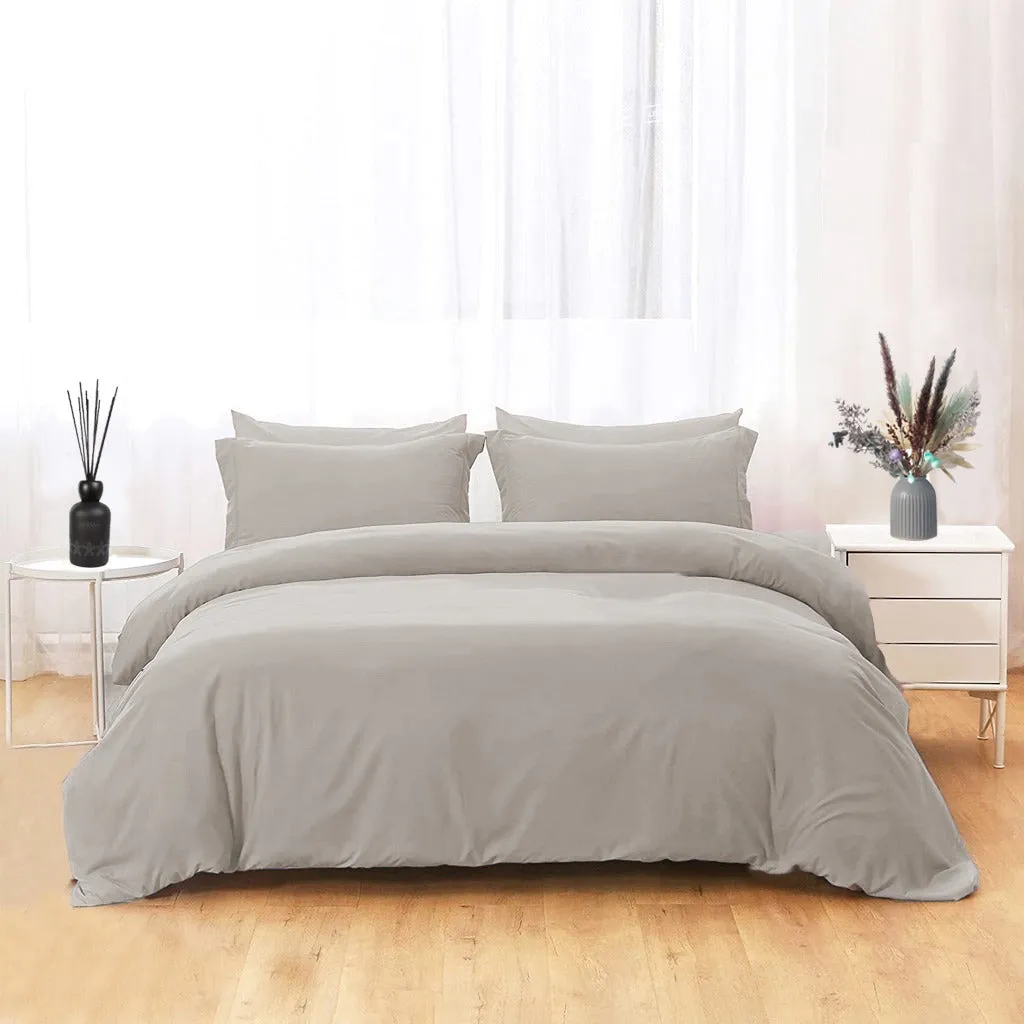 PLAIN QUEEN DUVET COVER SET 4 PCS