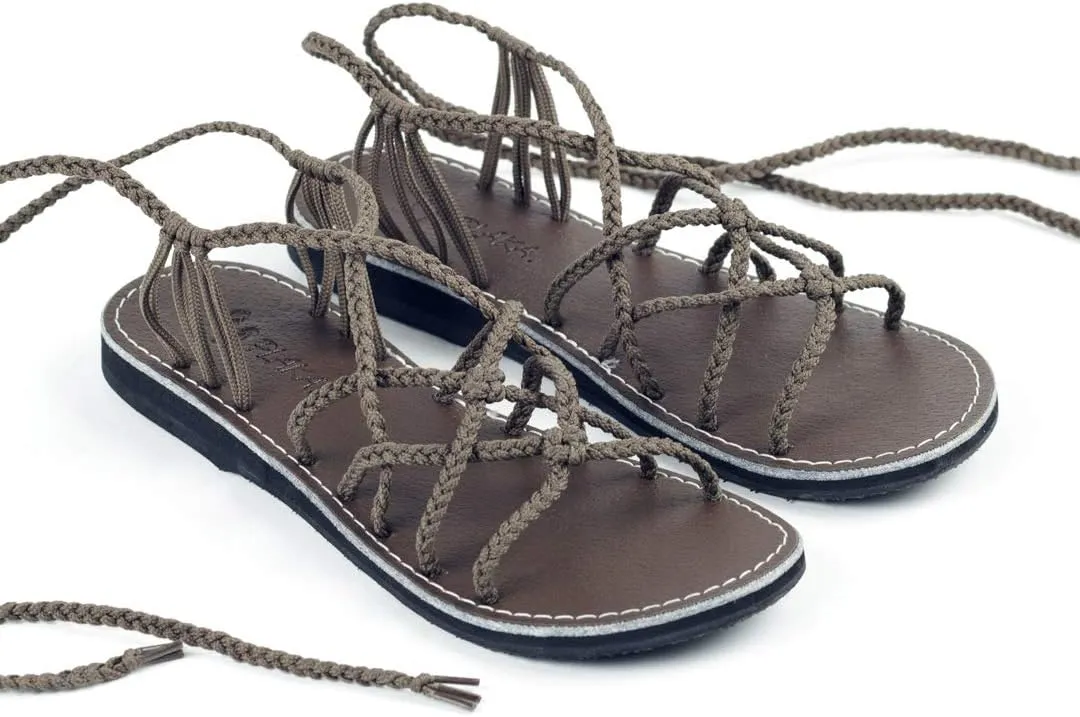 Plaka Flat Gladiator Sandals for Women Sahara