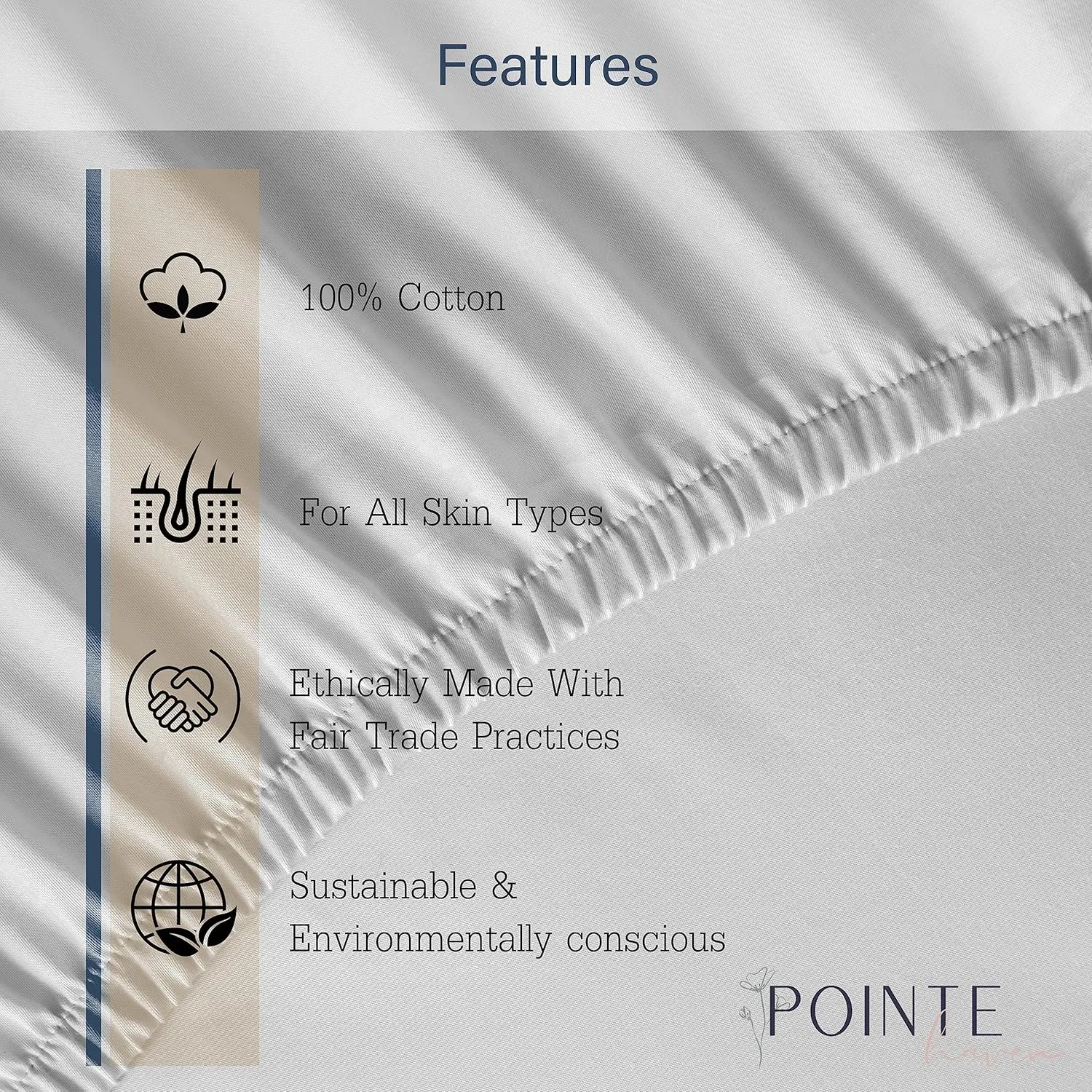 Pointehaven 400 Thread Count Deep Pocket 100% Sheet Set, Queen, Ivory