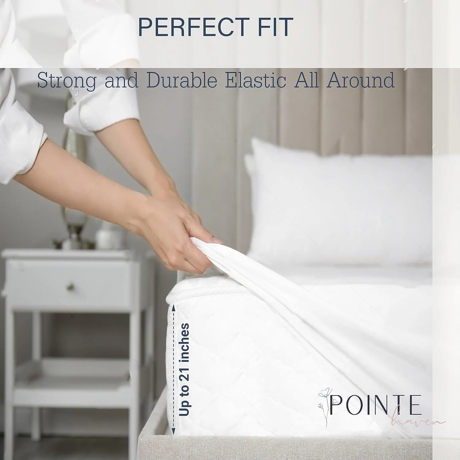 Pointehaven 400 Thread Count Deep Pocket 100% Sheet Set, Queen, Ivory