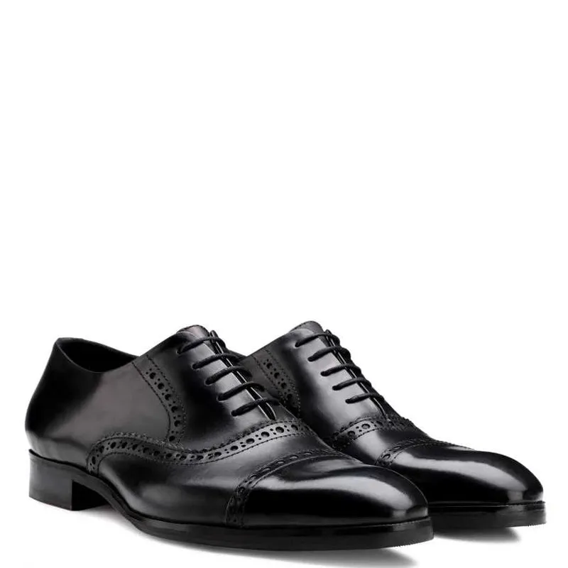 Polished Shiny Leather CapToe Oxford Shoes