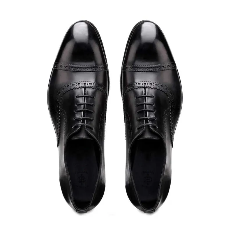 Polished Shiny Leather CapToe Oxford Shoes