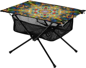 Portable Camping Table Boho Abstract Colorful Shiny Pattern Outdoor Foldable Camp Tables for Outside, Camping, Hiking, Tailgating